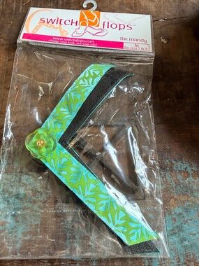 The Mandy Replacement Flip Flop Straps - Green Blue Floral